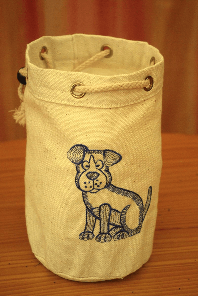 912.00/01/02/03-Sac à goûter brodé Diam 12 x 19 cm
