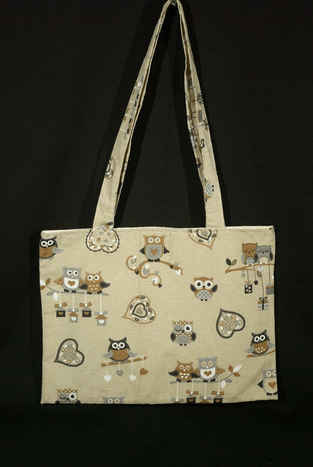 926-Tote bag "Hibou" sans fermeture L40 x H30 cm