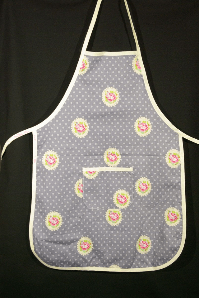 952-Tablier enfant gris à pois