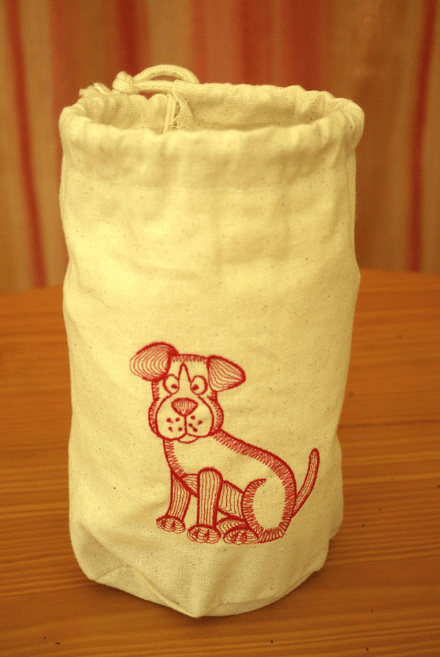 912.00/01/02/03-Sac à goûter brodé Diam 12 x 19 cm