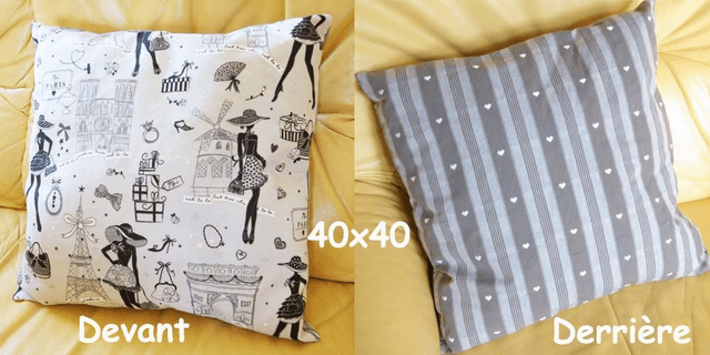 875.02-Coussin &quot;la petite robe noire&quot; sur 1 face 40x40 cm