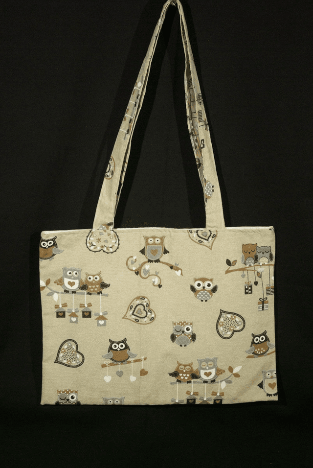 926-Tote bag &quot;Hibou&quot; sans fermeture L40 x H30 cm