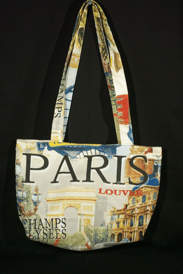 928-Tote bag &quot;Paris&quot; avec fermeture éclair et 2 poches intérieures L40 x H30 cm